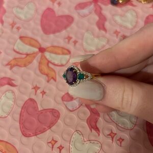 Elegant Gold and Purple Gemstone Ring